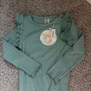 Little Sleepies Mint Green Long Sleeve Ruffle Top